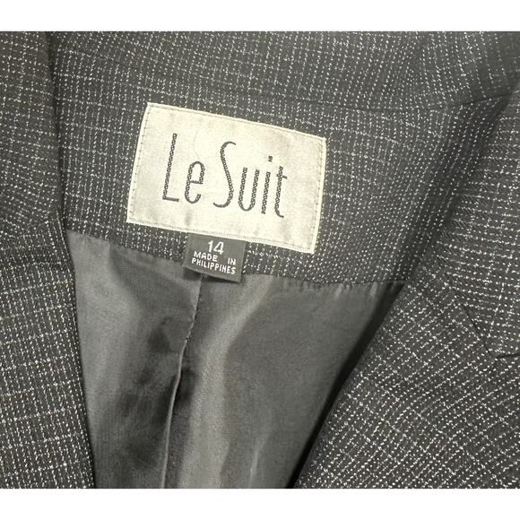Le Suit Womens Pant Suit Size 14 in Black Speckle Y2K Career Workwear VTG Lined - Picture 4 of 9